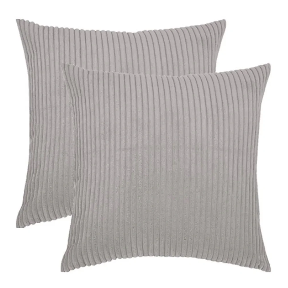 Luxury Home | Oversized Chic Grey Soft Corduroy Striped Throw Pillow Covers